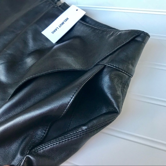 NWT Helmut Lang Lamb Leather Black Skirt Size 8 - Picture 5 of 8